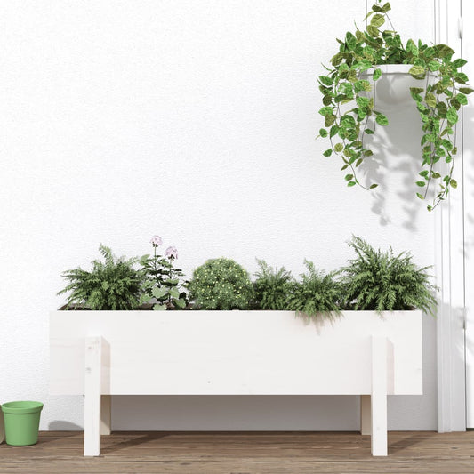 Garden Raised Bed White 101x30x38 cm Solid Wood Pine