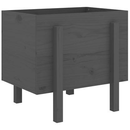 Garden Planter Grey 62x50x57 cm Solid Wood Pine