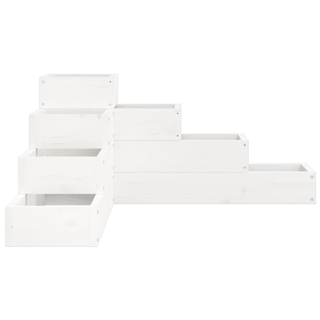 Garden Planter 4-Tier 80.5x79x36 cm White Solid Wood Pine