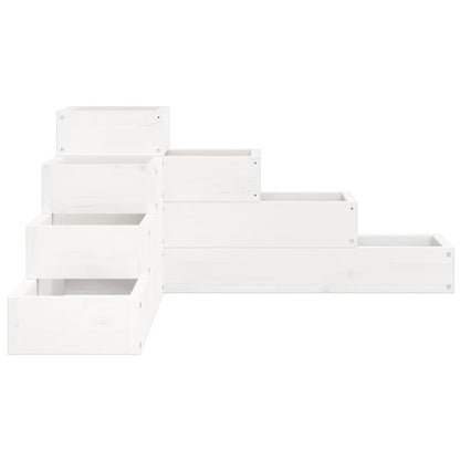 Garden Planter 4-Tier 80.5x79x36 cm White Solid Wood Pine