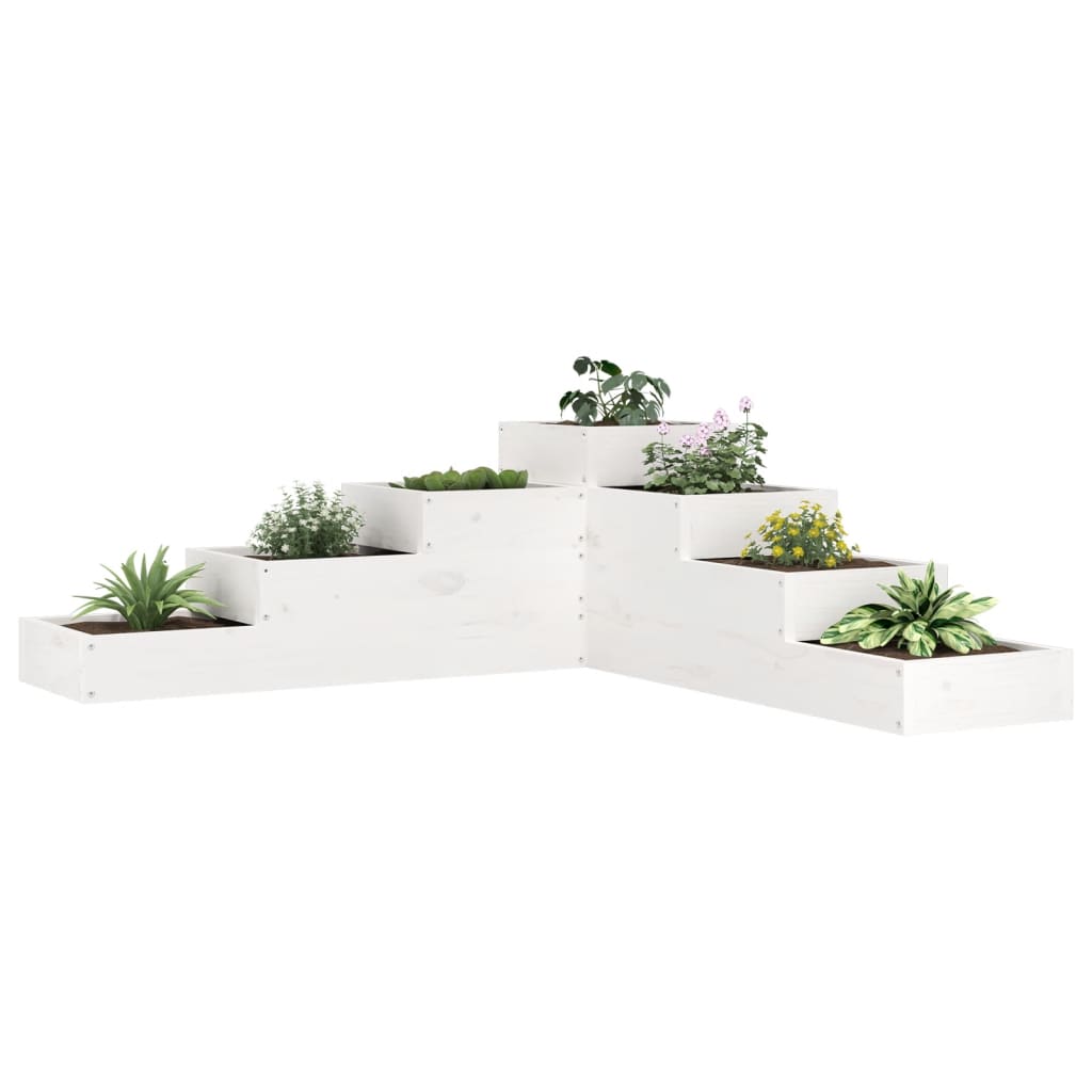 Garden Planter 4-Tier 106x104.5x36 cm White Solid Wood Pine
