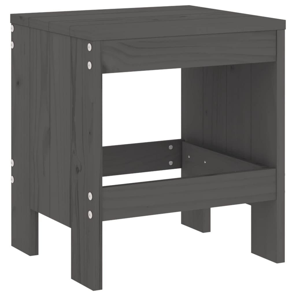 Garden Stools 2 pcs Grey 40x36x45 cm Solid Wood Pine