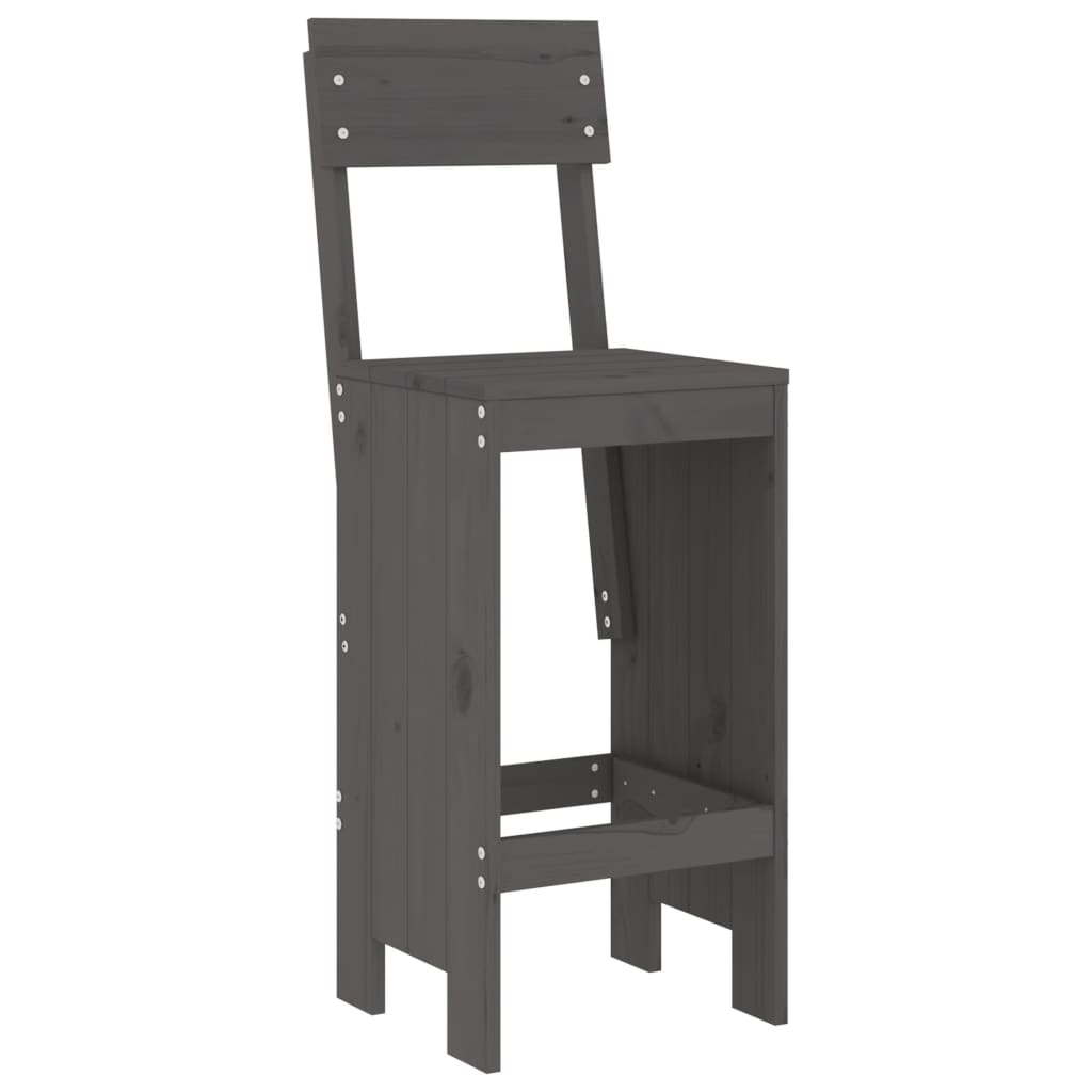 Bar Stools 2 pcs Grey 40x48.5x115.5 cm Solid Wood Pine