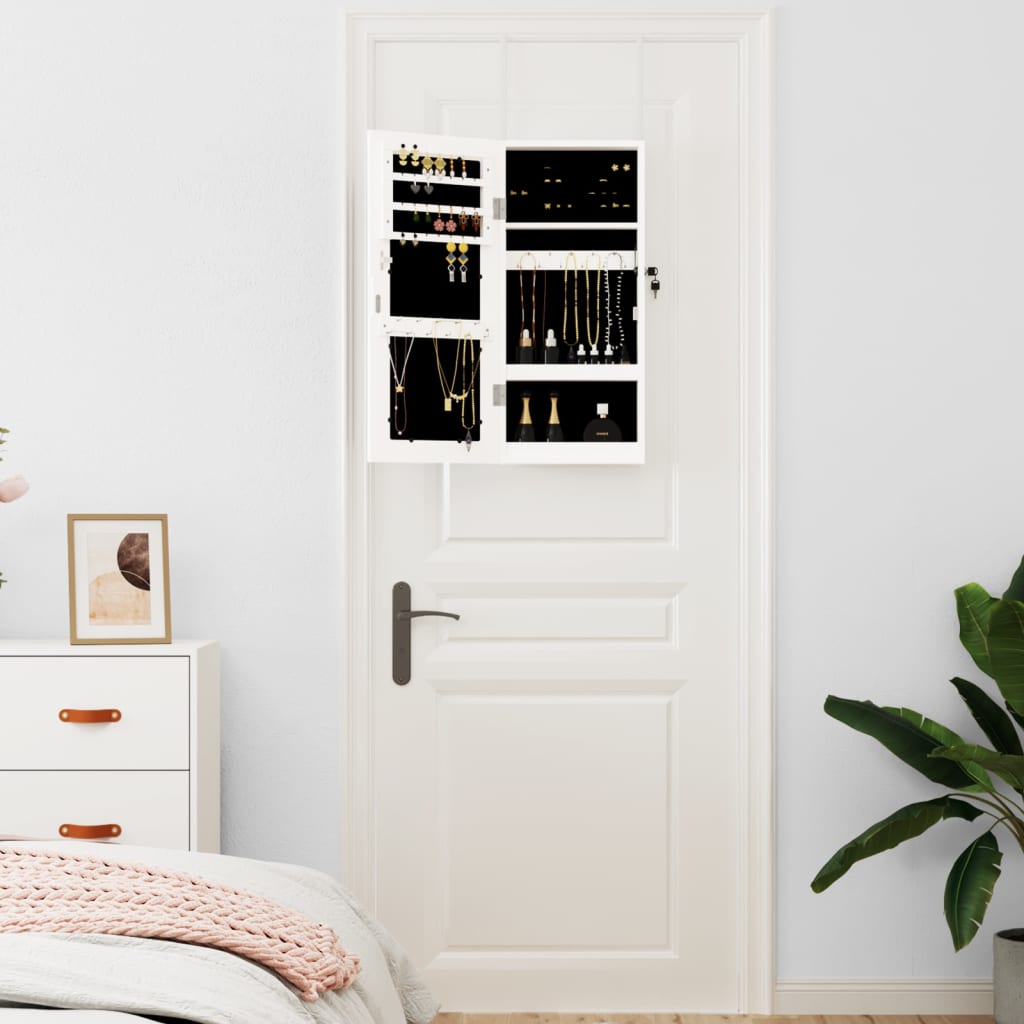 Mirror Jewellery Cabinet Wall Mounted White 30x8,5x67 cm