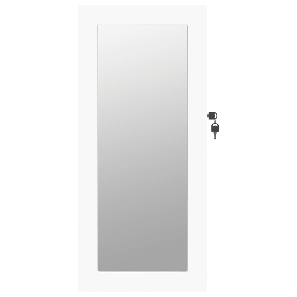 Mirror Jewellery Cabinet Wall Mounted White 30x8,5x67 cm