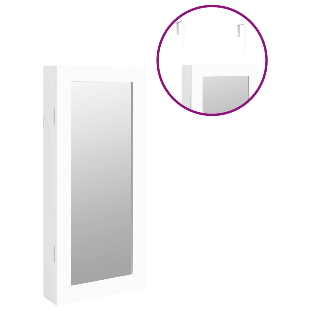 Mirror Jewellery Cabinet Wall Mounted White 30x8,5x67 cm