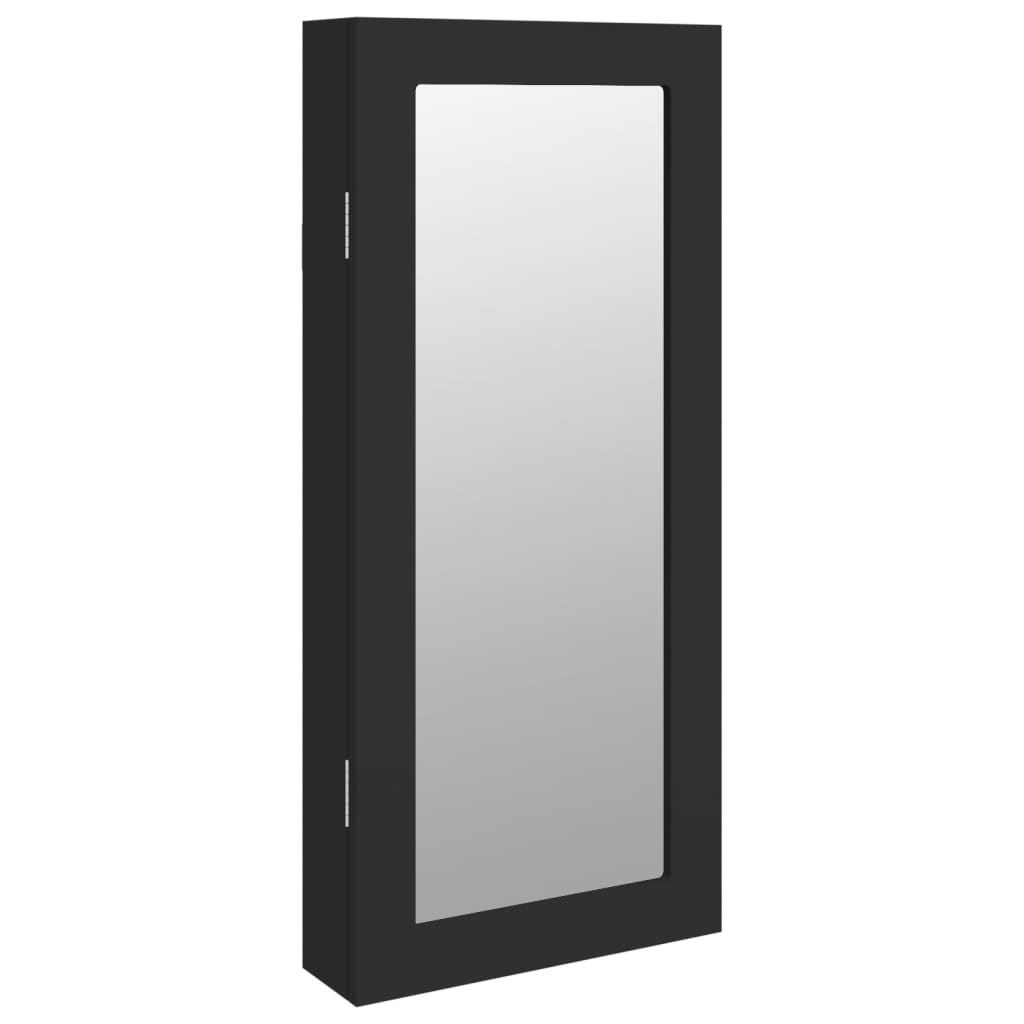 Mirror Jewellery Cabinet Wall Mounted Black 30x8,5x67 cm