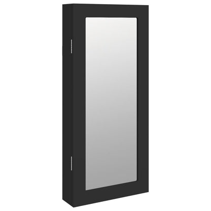 Mirror Jewellery Cabinet Wall Mounted Black 30x8,5x67 cm