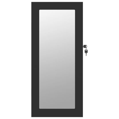 Mirror Jewellery Cabinet Wall Mounted Black 30x8,5x67 cm