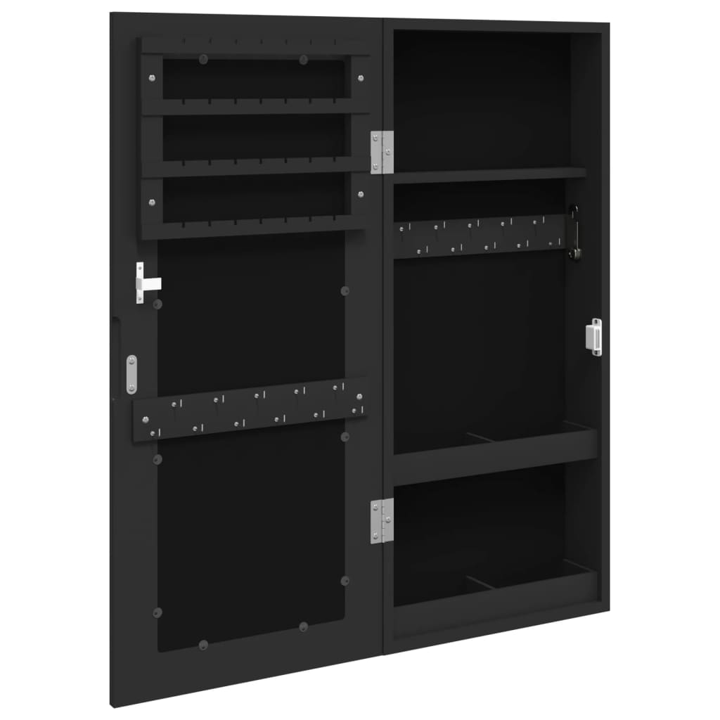 Mirror Jewellery Cabinet Wall Mounted Black 30x8,5x67 cm