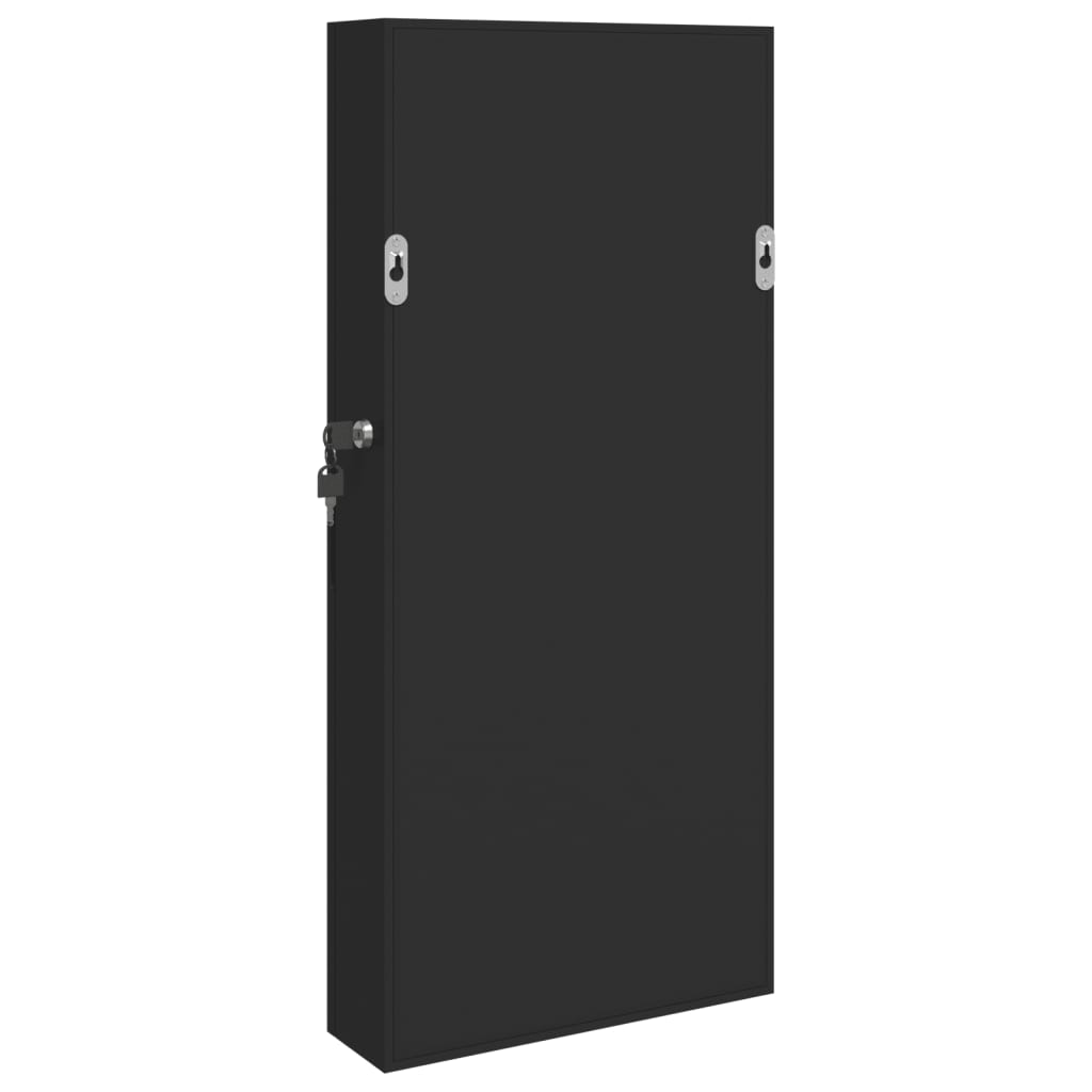 Mirror Jewellery Cabinet Wall Mounted Black 30x8,5x67 cm
