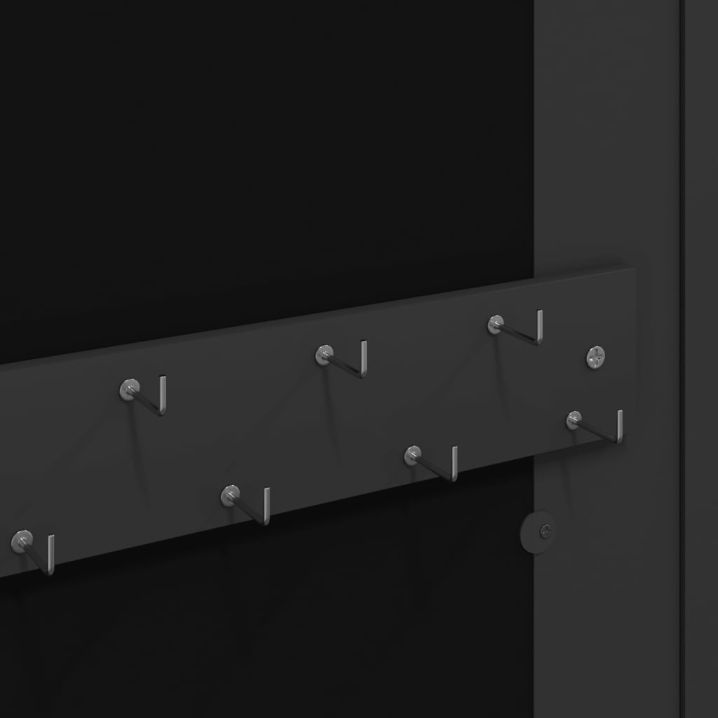 Mirror Jewellery Cabinet Wall Mounted Black 30x8,5x67 cm
