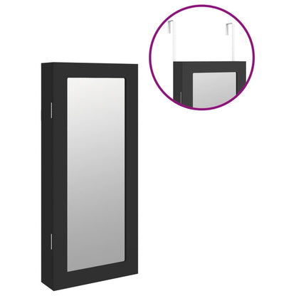 Mirror Jewellery Cabinet Wall Mounted Black 30x8,5x67 cm