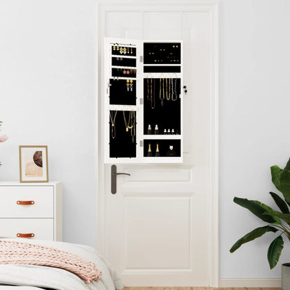 Mirror Jewellery Cabinet Wall Mounted White 30x8,5x90 cm