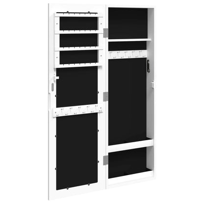 Mirror Jewellery Cabinet Wall Mounted White 30x8,5x90 cm