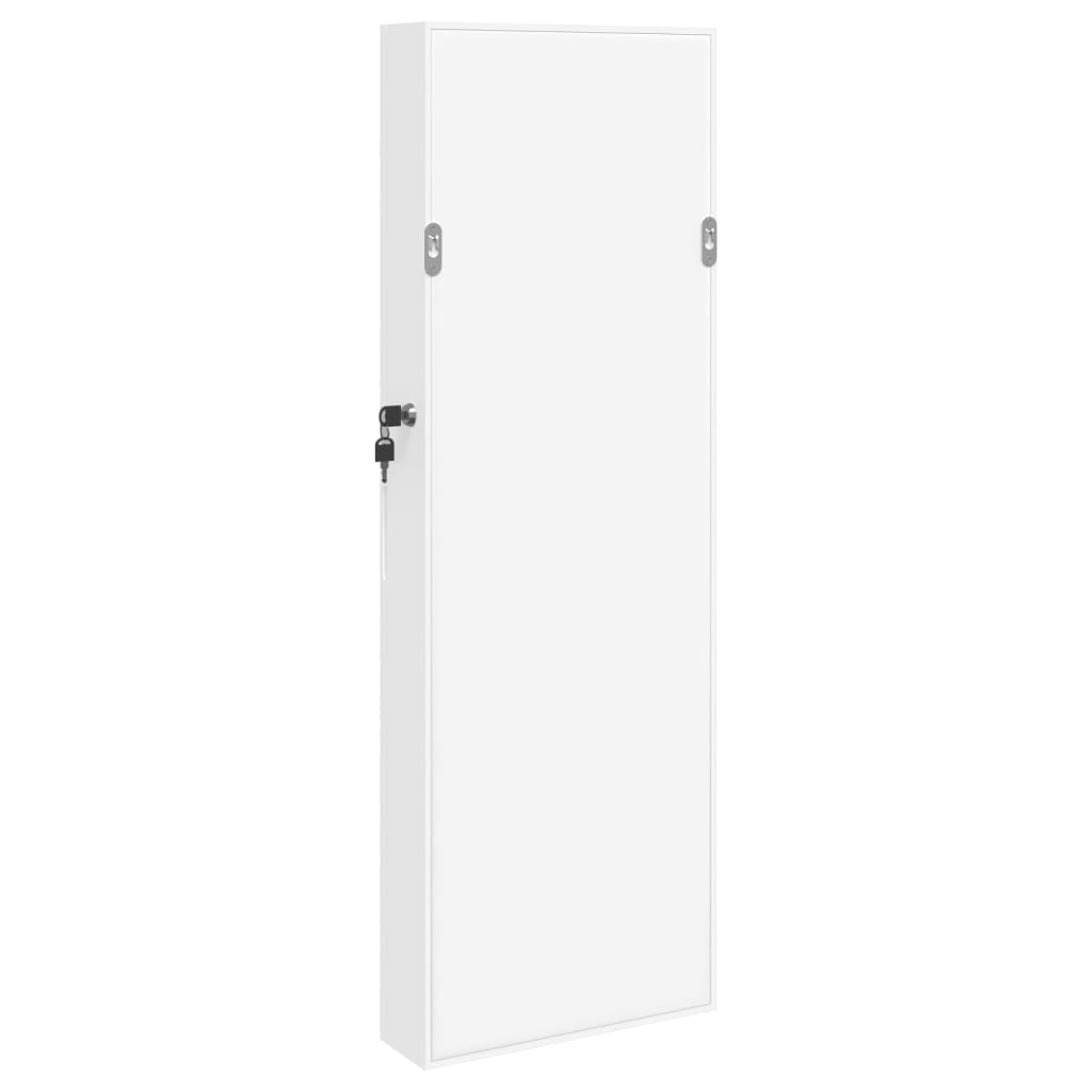 Mirror Jewellery Cabinet Wall Mounted White 30x8,5x90 cm