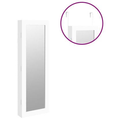 Mirror Jewellery Cabinet Wall Mounted White 30x8,5x90 cm