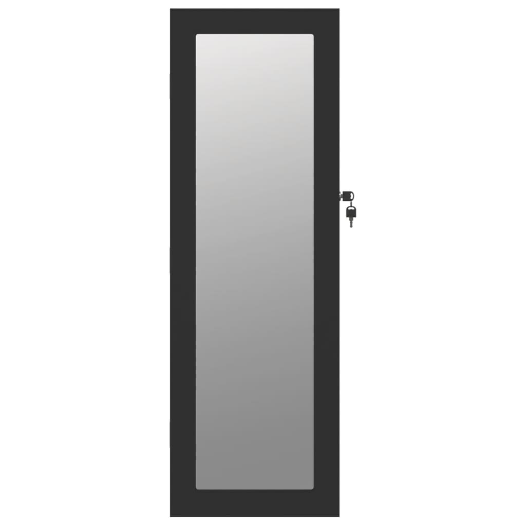 Mirror Jewellery Cabinet Wall Mounted Black 30x8,5x90 cm
