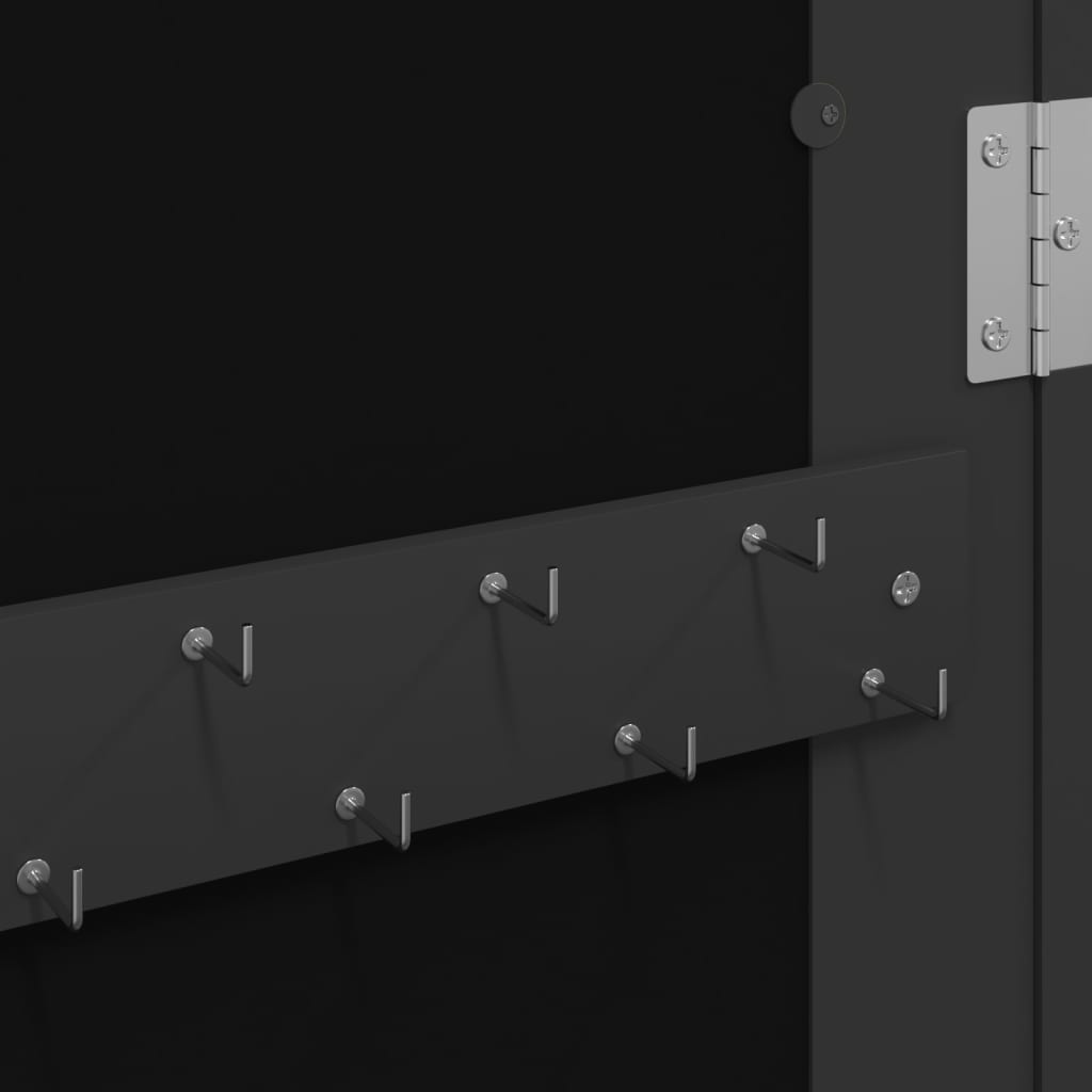 Mirror Jewellery Cabinet Wall Mounted Black 30x8,5x90 cm