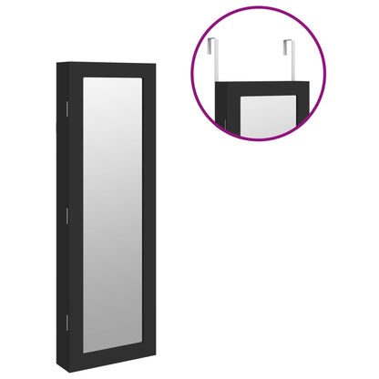 Mirror Jewellery Cabinet Wall Mounted Black 30x8,5x90 cm