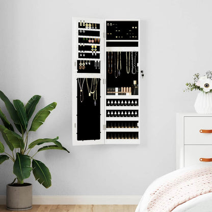 Mirror Jewellery Cabinet Wall Mounted White 30x8,5x106 cm