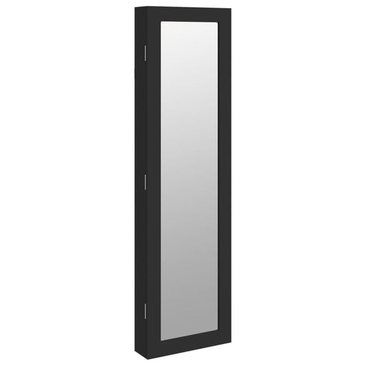 Mirror Jewellery Cabinet Wall Mounted Black 30x8,5x106 cm