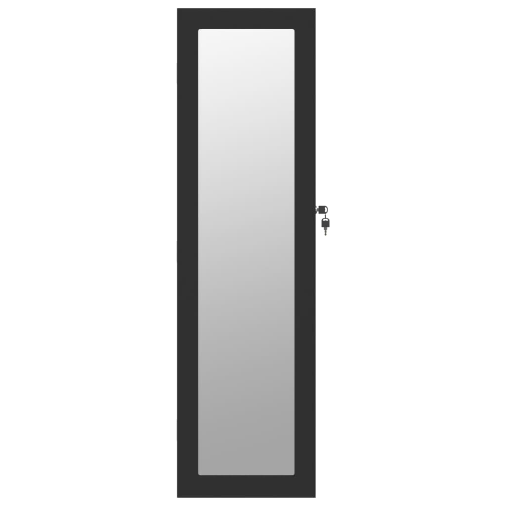 Mirror Jewellery Cabinet Wall Mounted Black 30x8,5x106 cm