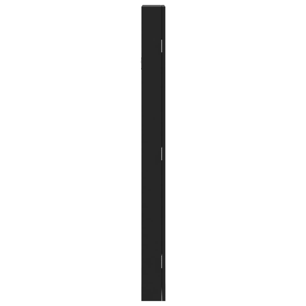 Mirror Jewellery Cabinet Wall Mounted Black 30x8,5x106 cm