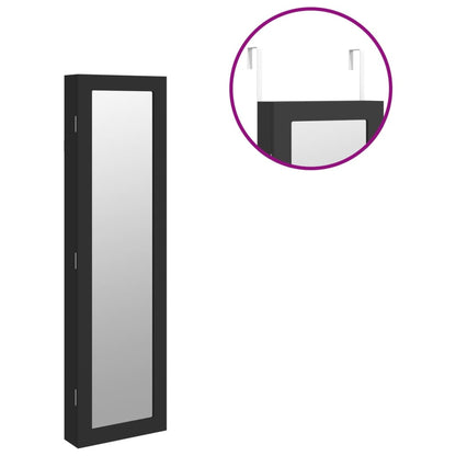 Mirror Jewellery Cabinet Wall Mounted Black 30x8.5x106 cm