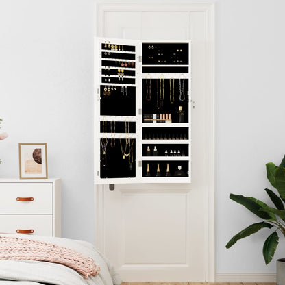 Mirror Jewellery Cabinet Wall Mounted White 37,5x10x106 cm