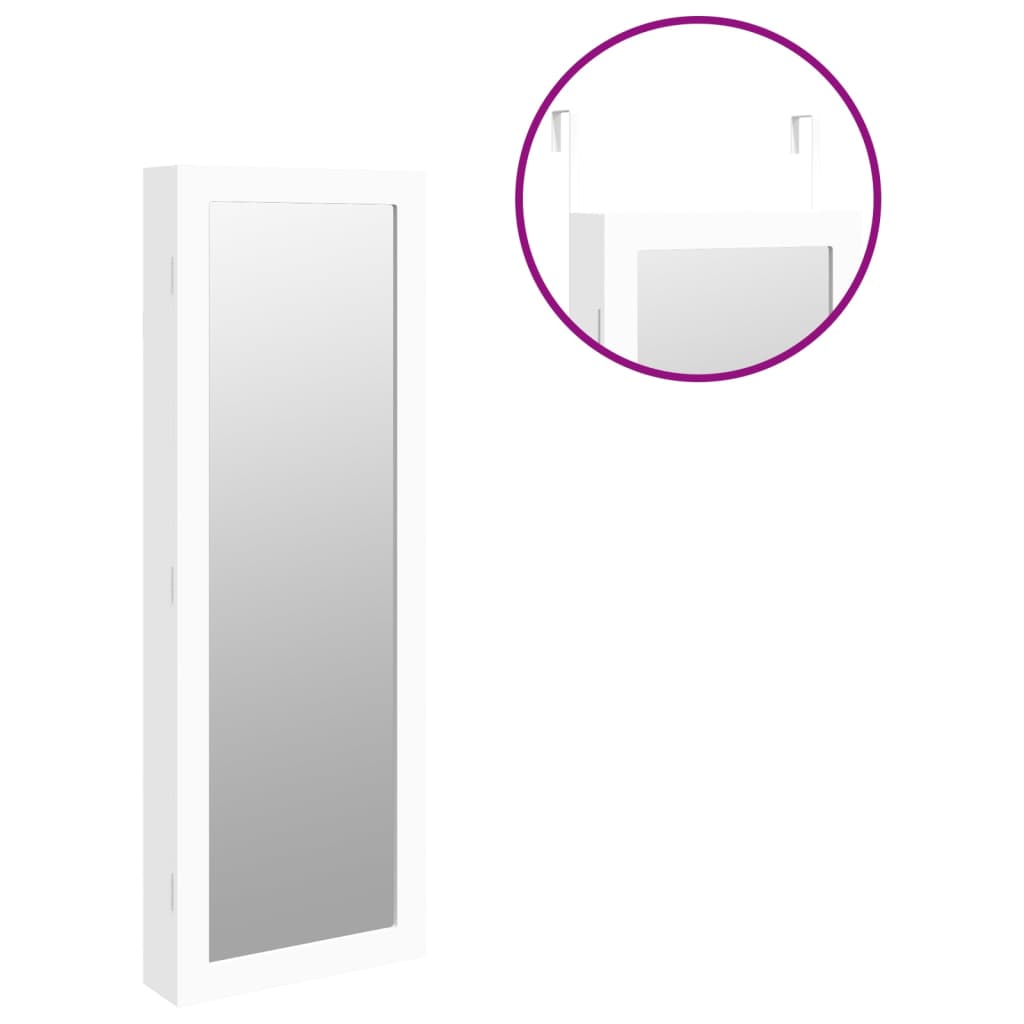 Mirror Jewellery Cabinet Wall Mounted White 37,5x10x106 cm