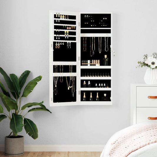 Mirror Jewellery Cabinet Wall Mounted White 37,5x10x106 cm