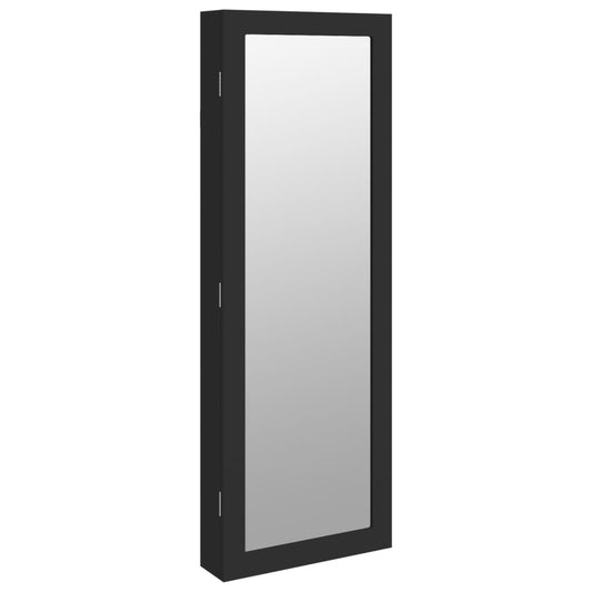 Mirror Jewellery Cabinet Wall Mounted Black 37,5x10x106 cm