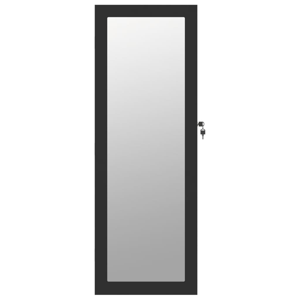 Mirror Jewellery Cabinet Wall Mounted Black 37,5x10x106 cm