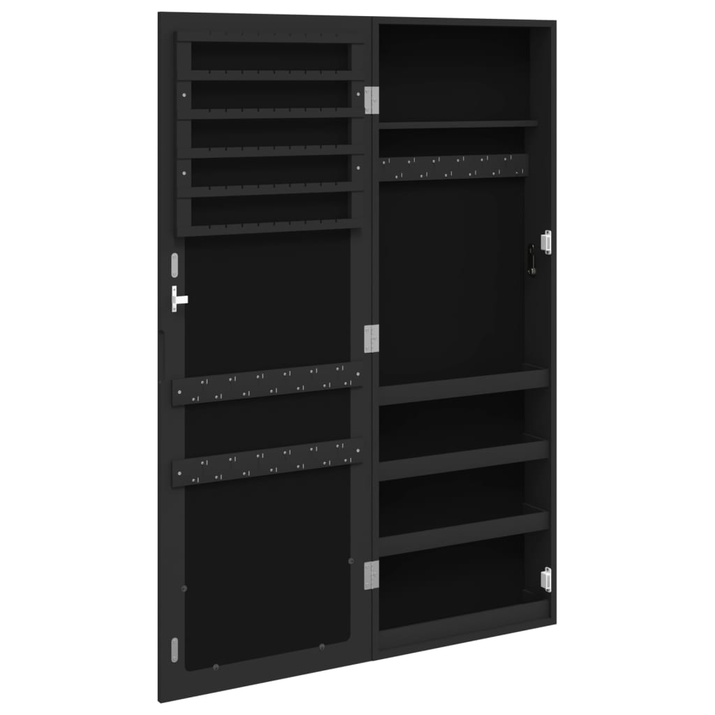 Mirror Jewellery Cabinet Wall Mounted Black 37,5x10x106 cm