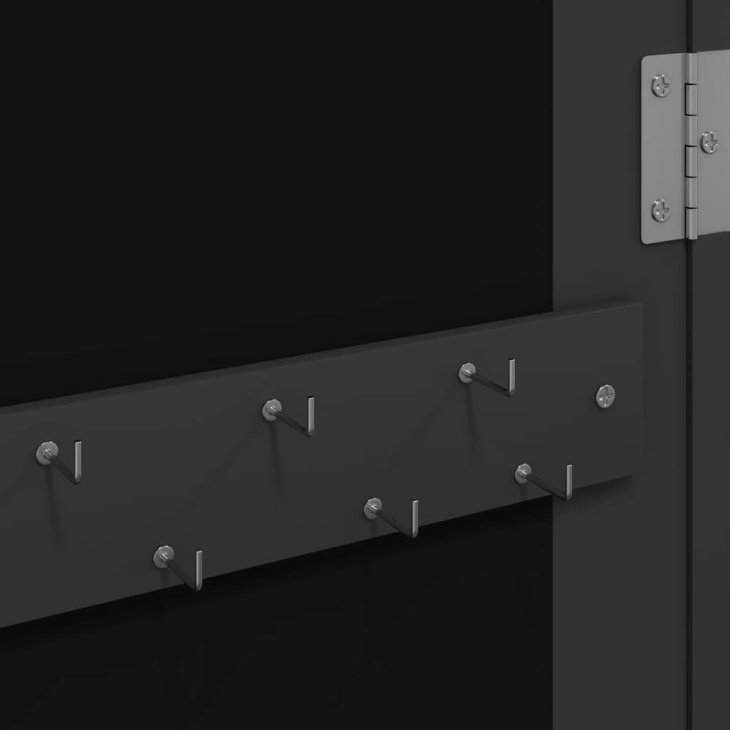 Mirror Jewellery Cabinet Wall Mounted Black 37,5x10x106 cm
