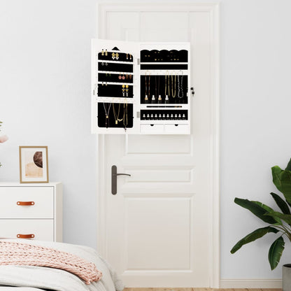 Mirror Jewellery Cabinet Wall Mounted White 37,5x10x67 cm