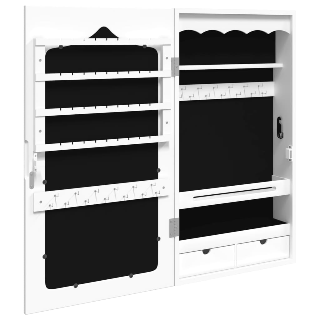 Mirror Jewellery Cabinet Wall Mounted White 37,5x10x67 cm