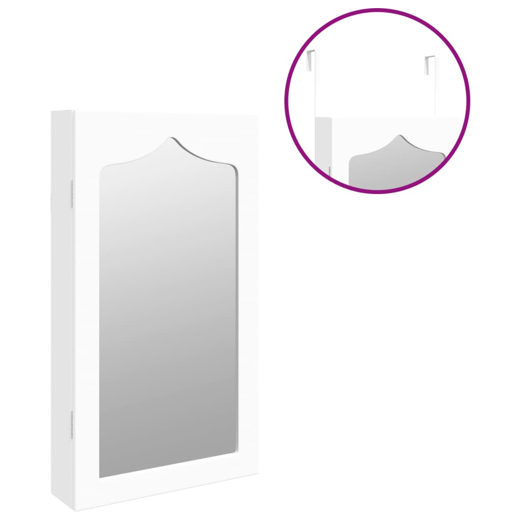 Mirror Jewellery Cabinet Wall Mounted White 37,5x10x67 cm