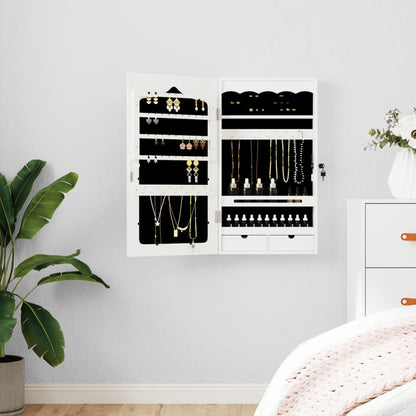 Mirror Jewellery Cabinet Wall Mounted White 37,5x10x67 cm