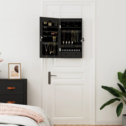 Mirror Jewellery Cabinet Wall Mounted Black 37,5x10x67 cm
