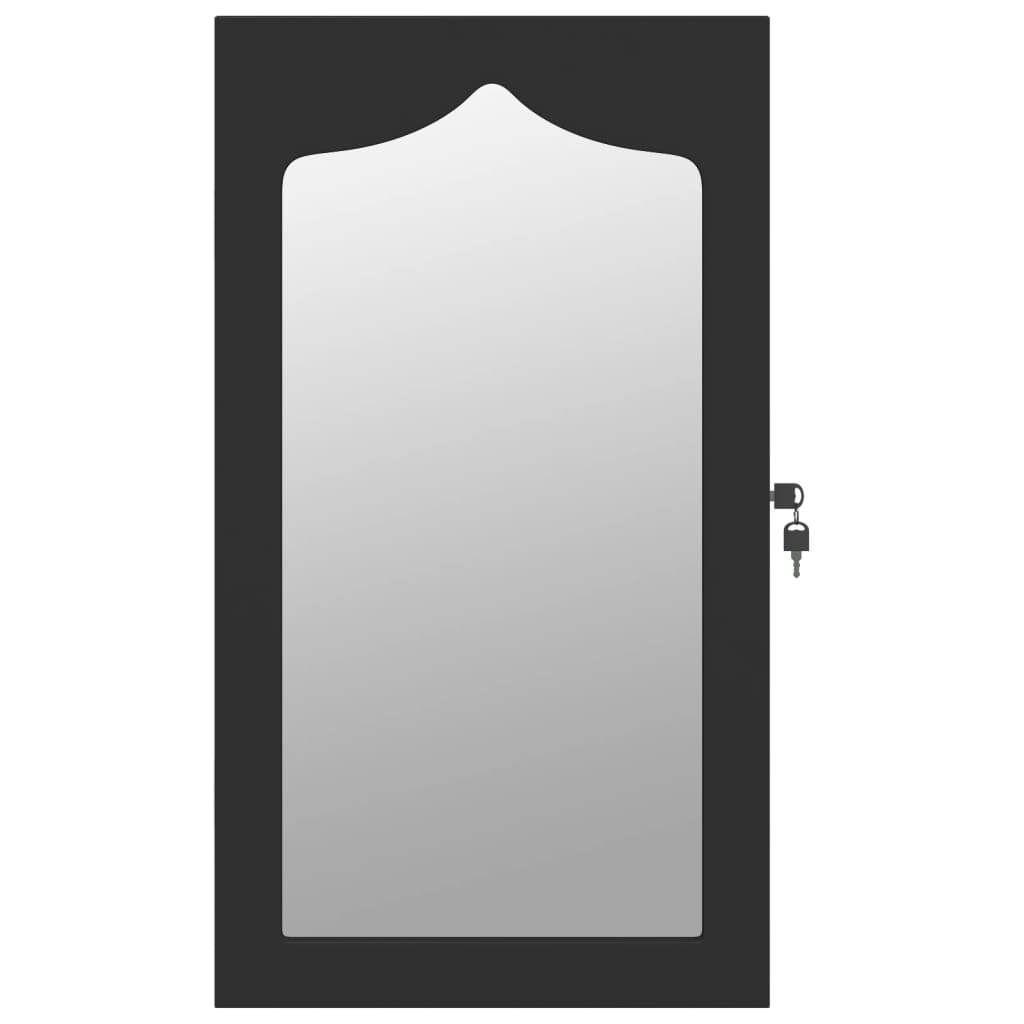 Mirror Jewellery Cabinet Wall Mounted Black 37,5x10x67 cm