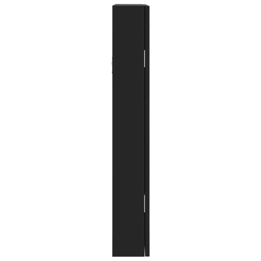 Mirror Jewellery Cabinet Wall Mounted Black 37,5x10x67 cm