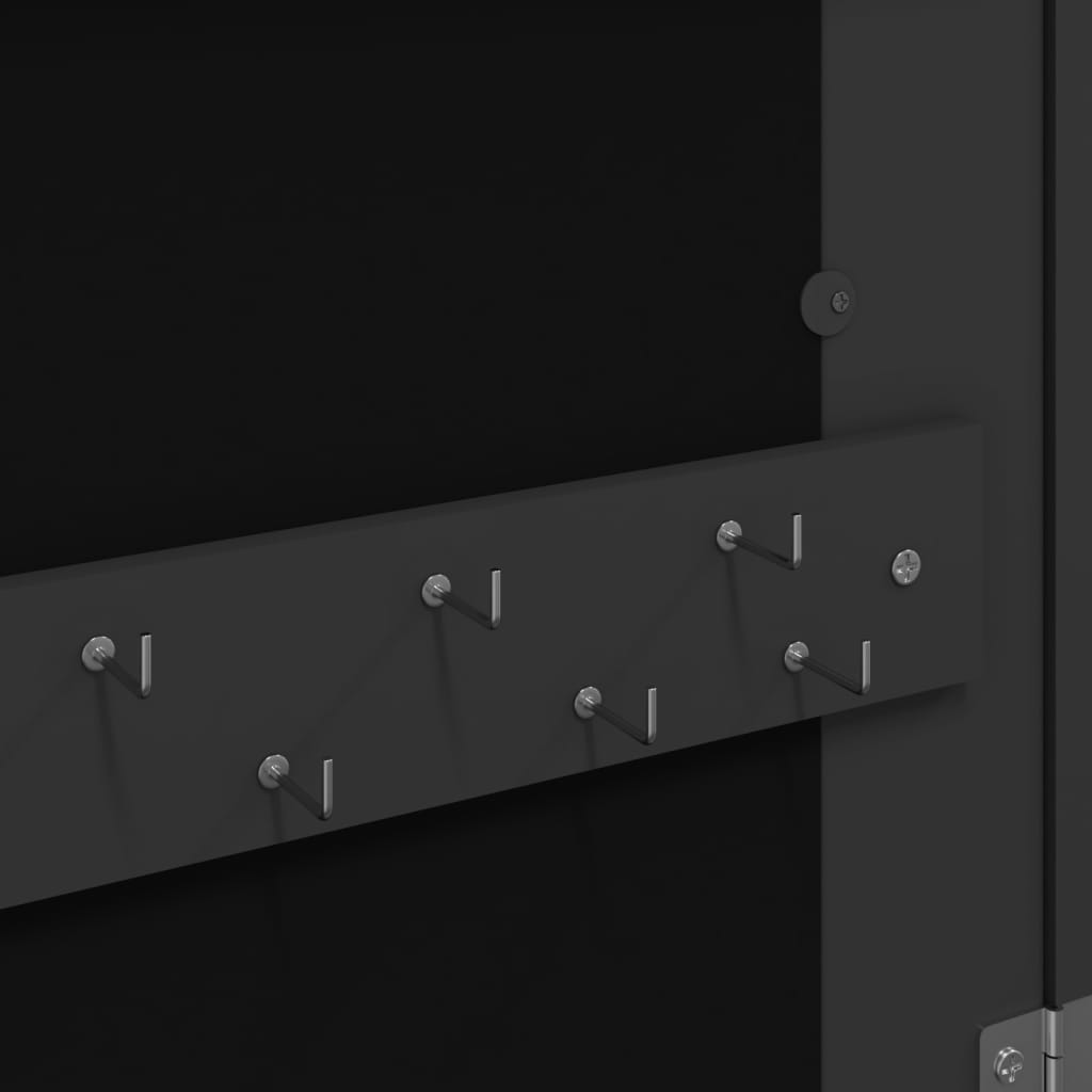 Mirror Jewellery Cabinet Wall Mounted Black 37,5x10x67 cm