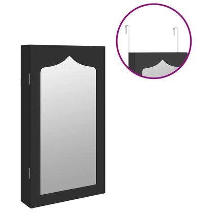 Mirror Jewellery Cabinet Wall Mounted Black 37.5x10x67 cm
