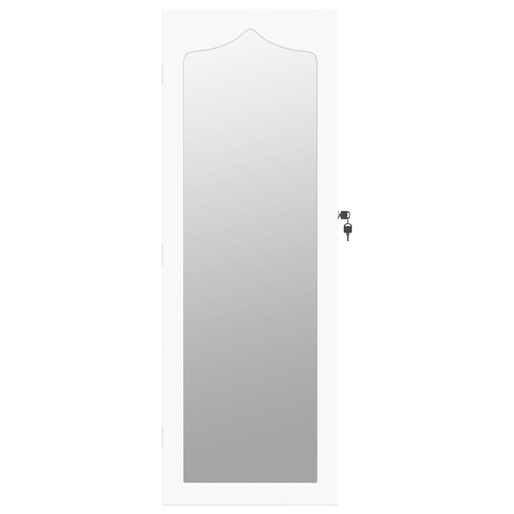 Mirror Jewellery Cabinet Wall Mounted White 37,5x10x106 cm