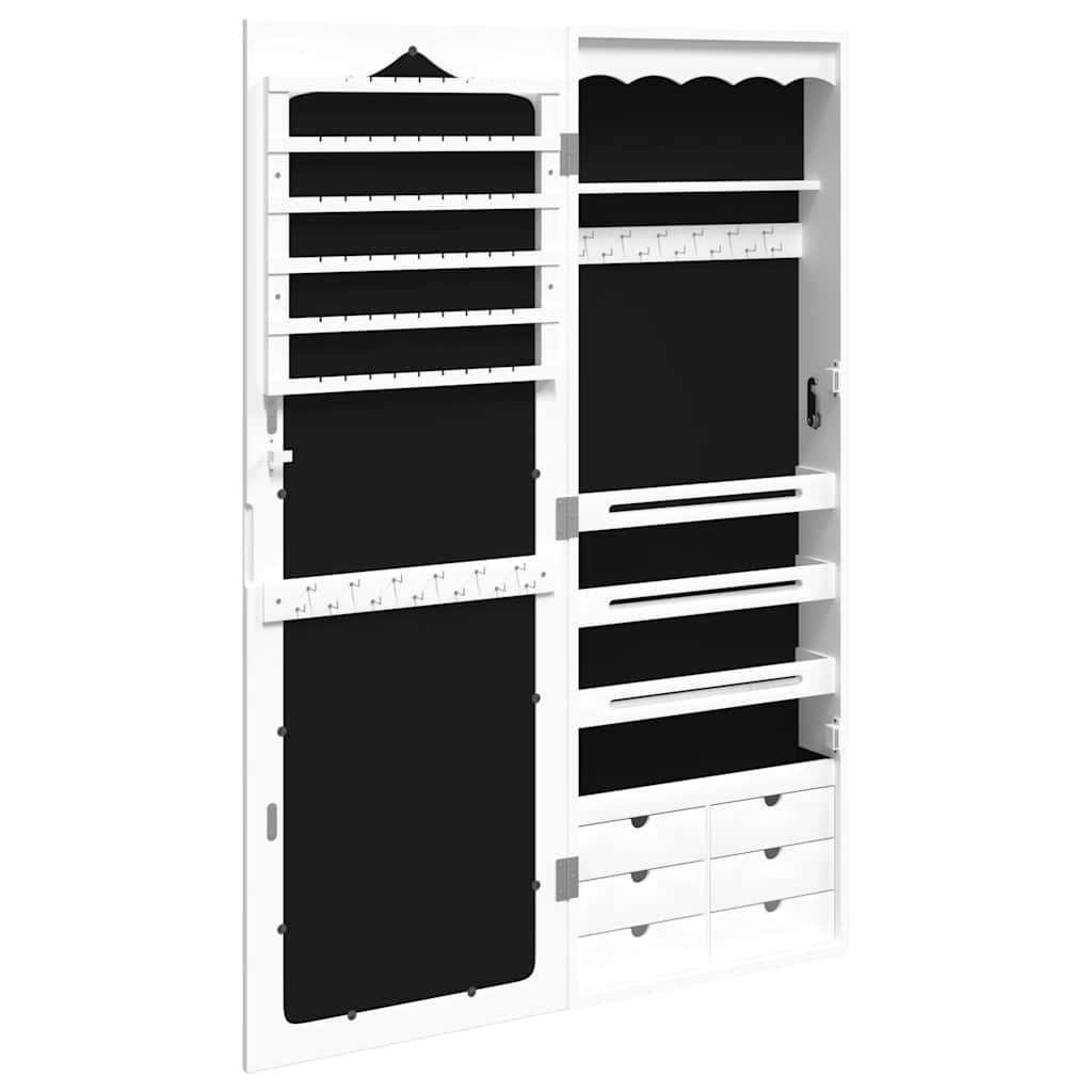 Mirror Jewellery Cabinet Wall Mounted White 37,5x10x106 cm