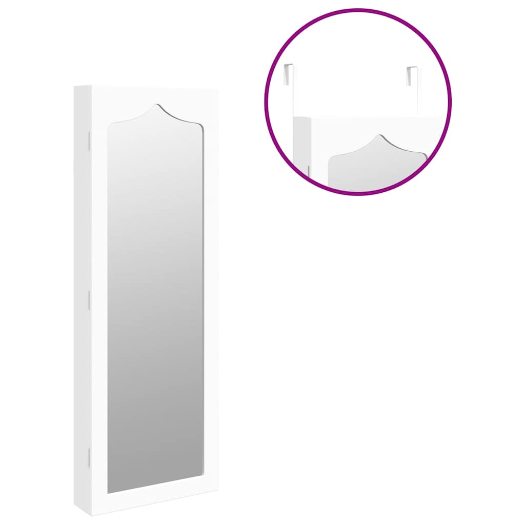 Mirror Jewellery Cabinet Wall Mounted White 37,5x10x106 cm