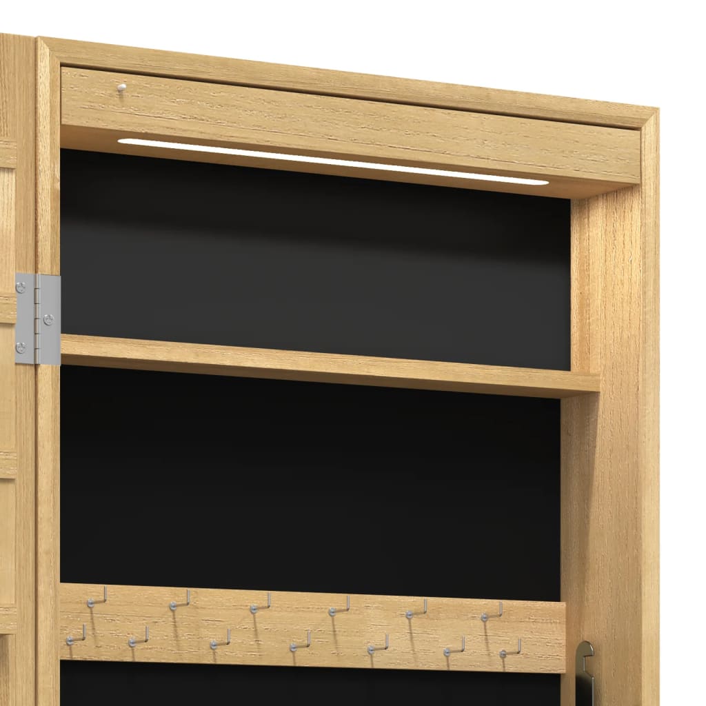 Mirror Jewellery Cabinet with LED Lights Wall Mounted