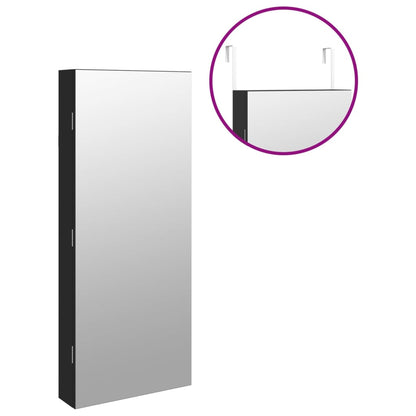 Mirror Jewellery Cabinet with LED Lights Wall Mounted Black